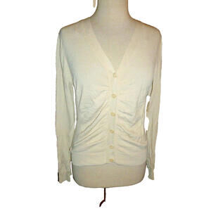 NWD Ryegrass Cream‎ Cardigan Sweater  Beige Nylon Rayon M Medium
